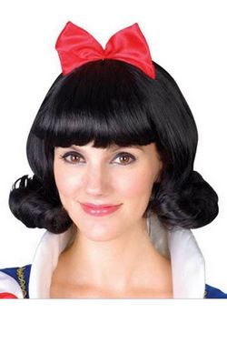 H044 Cosplay Anime Snow White Wigs, Black Short Hair For Games